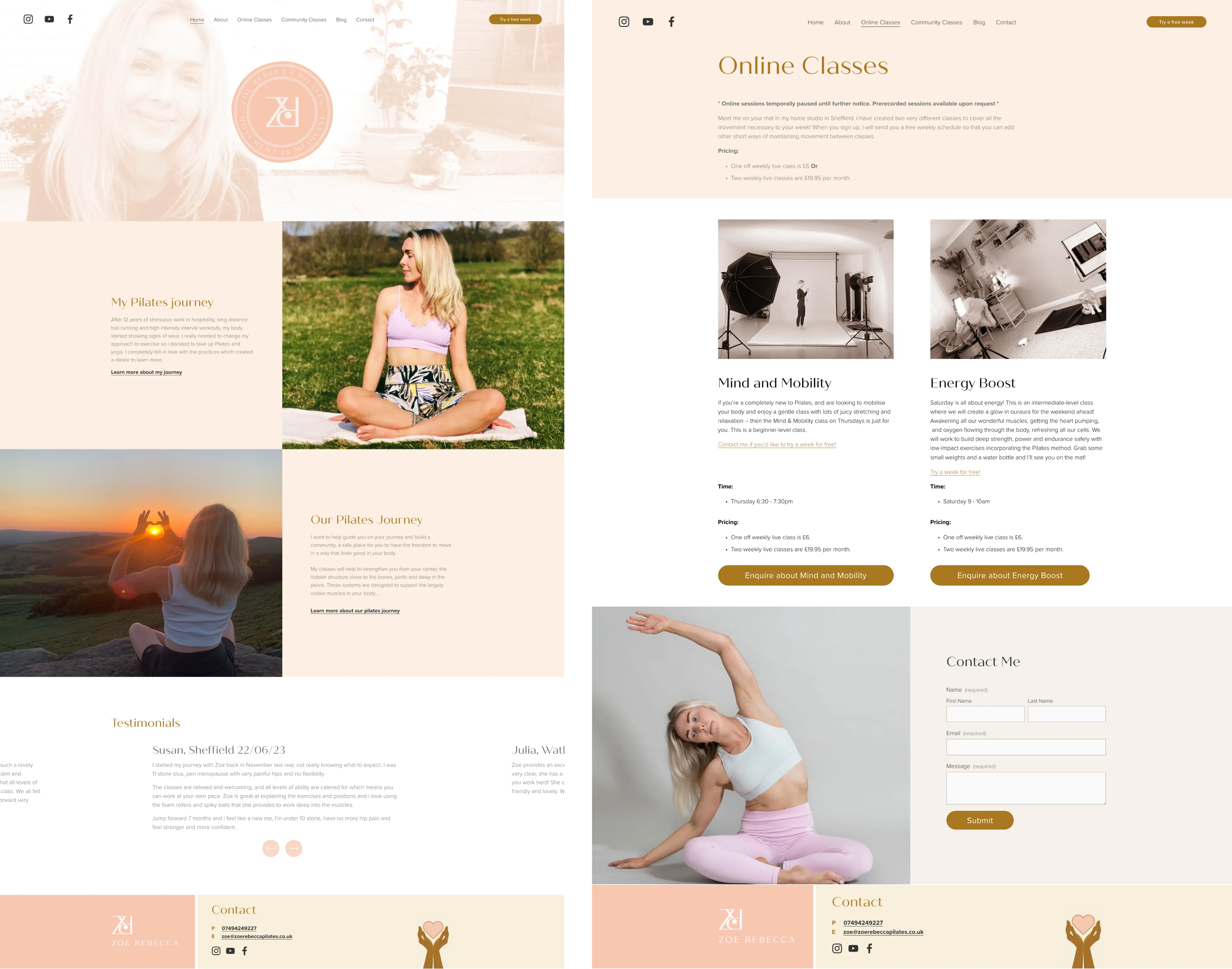 Zoe Rebecca Pilates homepage